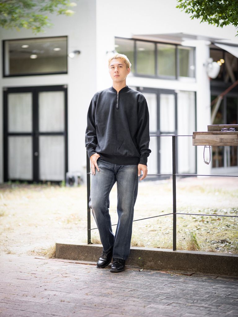 A.PRESSE 新作 Vintage Half Zip Rib Collar Sweatshirt