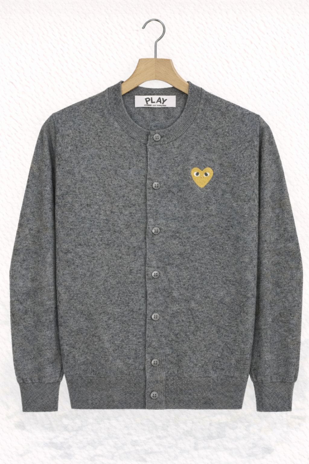 プレイコムデギャルソン ROUND NECK CARDIGAN (GRAY/GOLD HEART)☆新作発売！