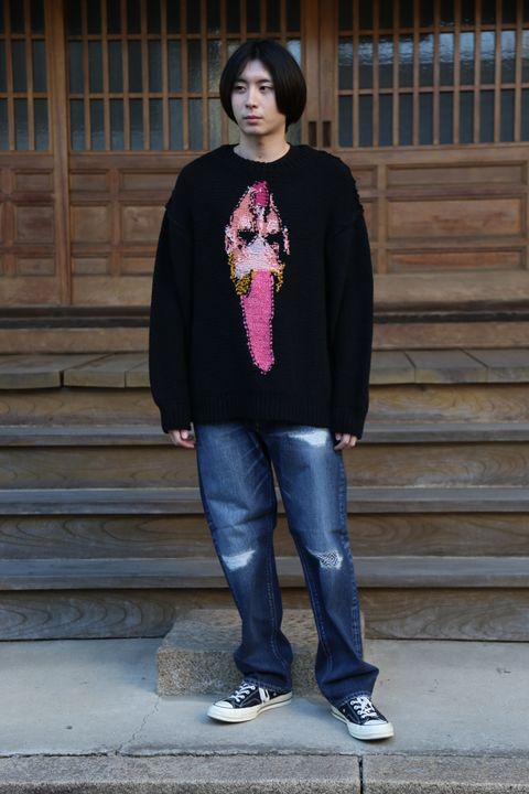 doublet 2020FW doublet HAND-KNITTING JACQUARD PULLOVER "BLACK"Style.2020.11.15.