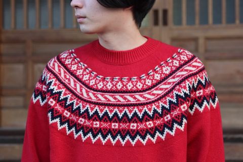 JUNYA WATANABE COMME des GARCONS MAN ラムウールジャガードニットRED style