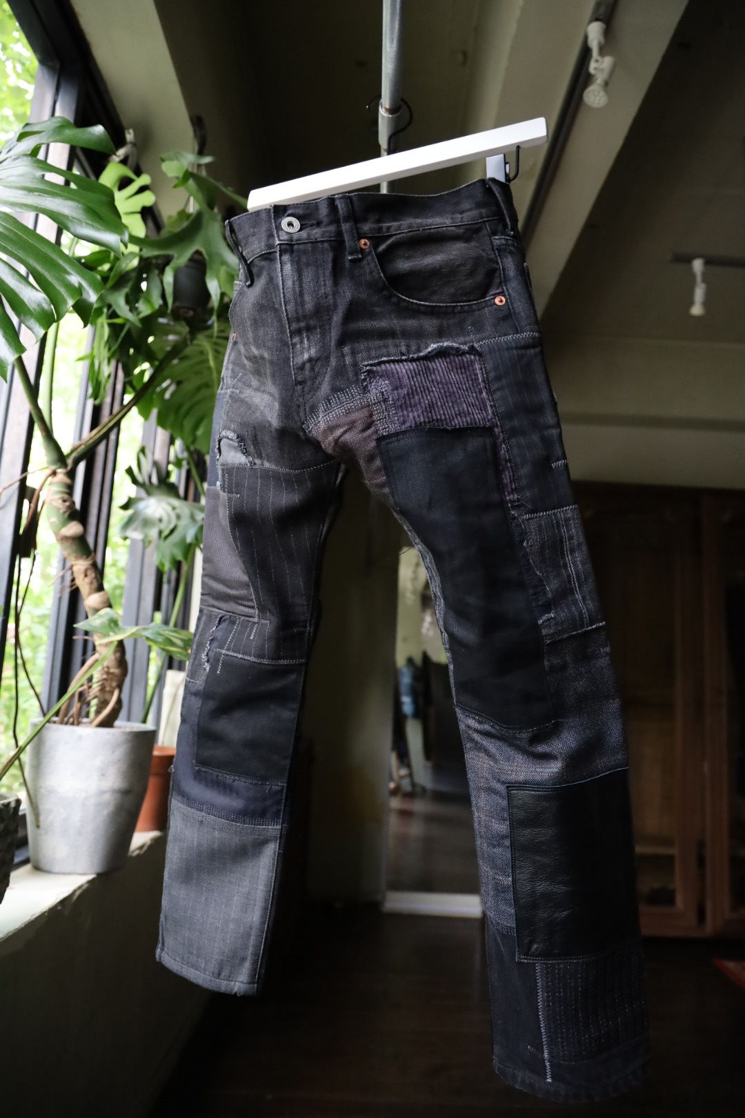 ジュンヤワタナベマン24AW パッチワークMIXデニムパンツ(WN-P007-051)BLACK/BLACK MIX