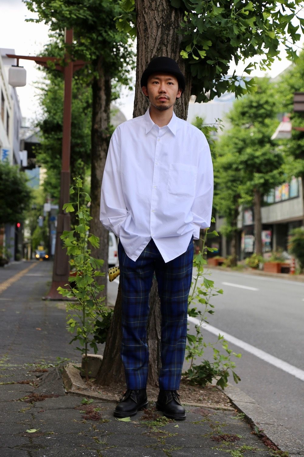 JieDa TARTAN CHECK TUCK SLACKS"NAVY"Style.2020.7.21.