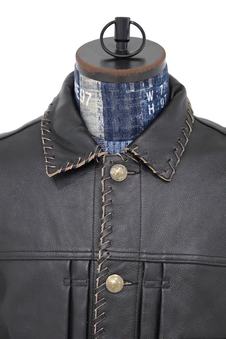 BOW WOW 26FW LACE-UP LEATHER TRUCKER JACKET(BWU-LULTJ)BLACK