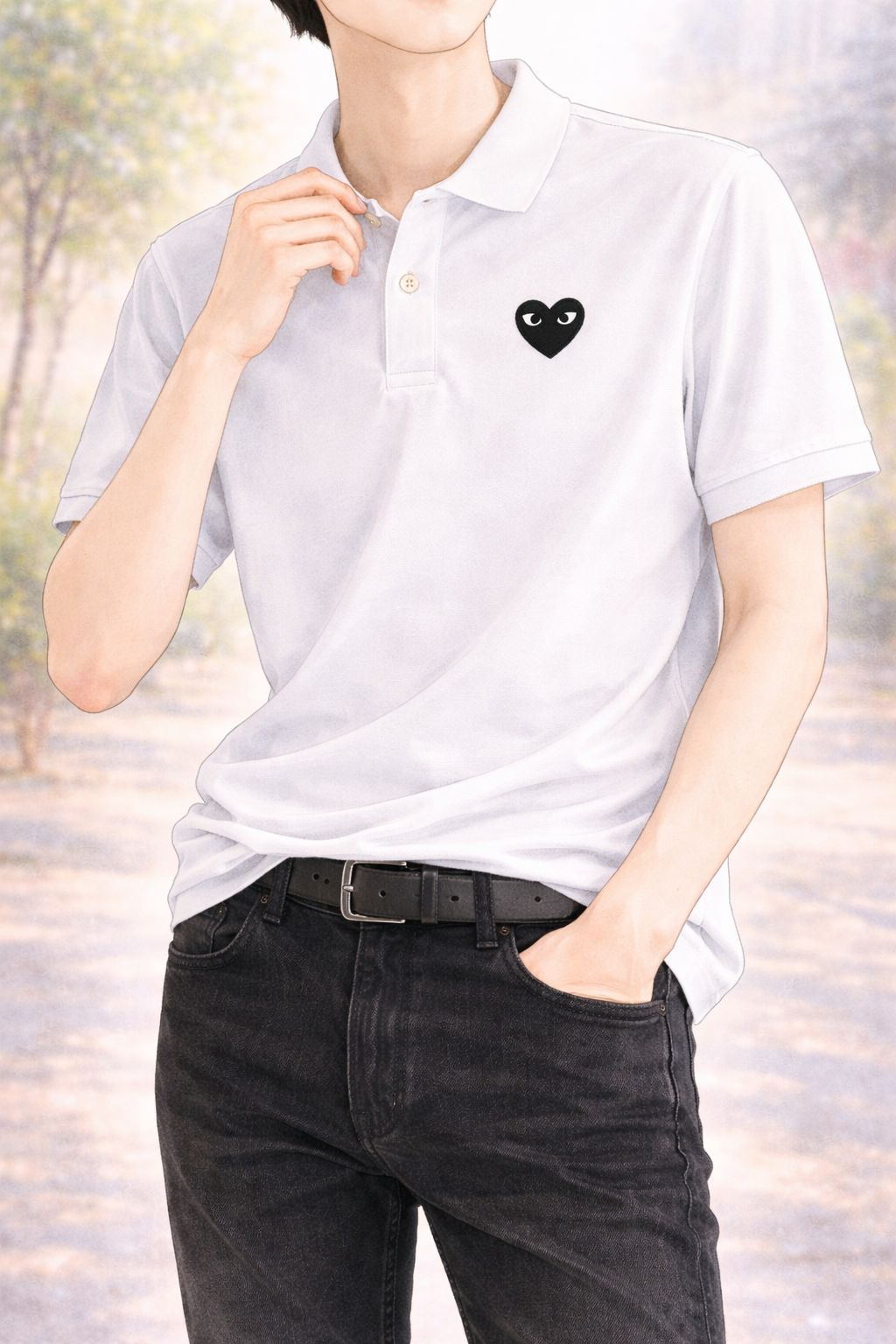 PLAYプレイコムデギャルソン ポロシャツ(AX-T066-051)WHITE