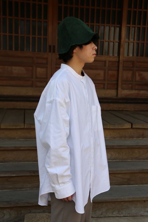 Graphpaper Oxford Oversized Band Collar Shirt(GM211-50137B) style. 2021.04.18.