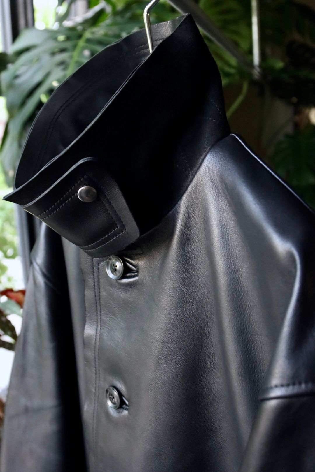 YOKE - ヨーク23AW CUT-OFF LEATHER CAR COAT(YK22AW0401C)DEEP BLACK