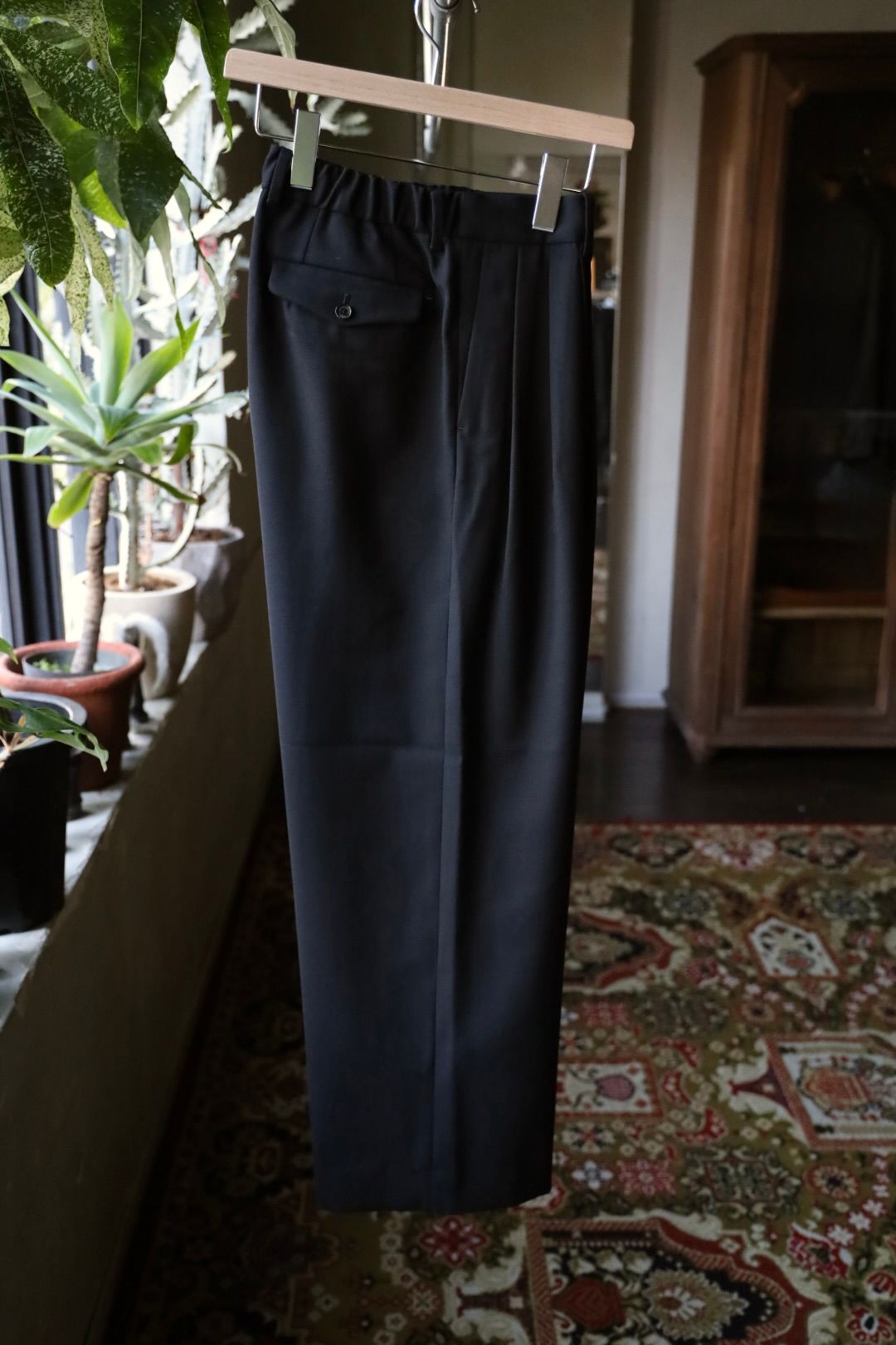 MARKAWARE Organic Wool Survival Cloth® Triple Pleated Wide Trousers(A25C06PT02C)BLACK☆新作発売！