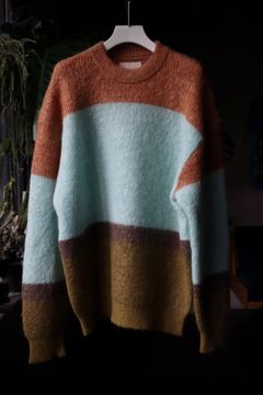 YOKE 新作MOHAIR BORDER CREWNECK SWEATER style.2023.8.27