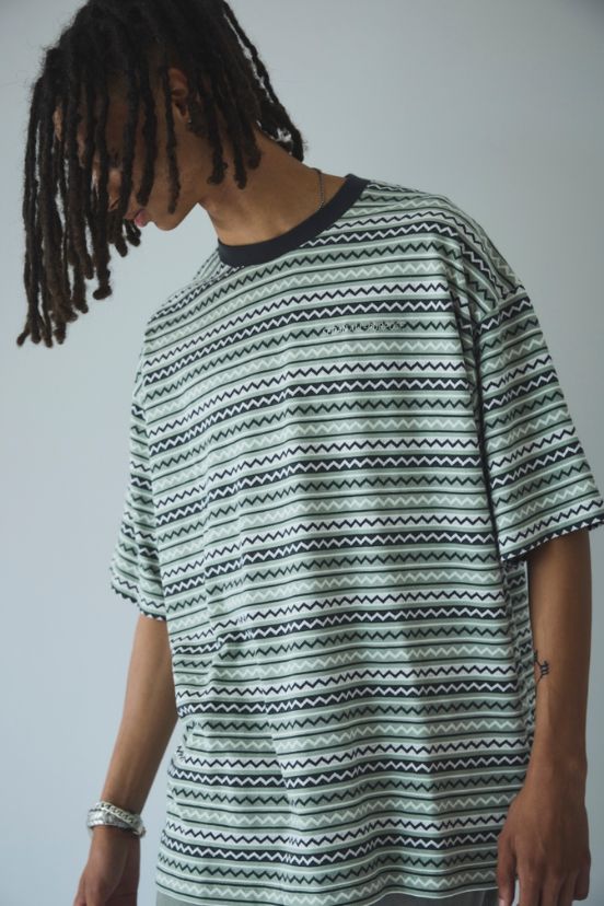 セダンオールパーパス SS24  Jaquard Striped S/S Tee(SD24S-CT07)Matcha☆4月6日(土)発売！