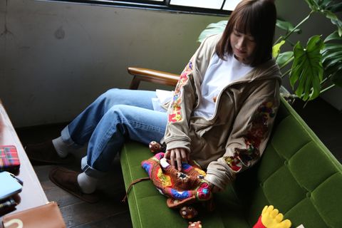 doublet CHAOS EMBROIDERY COMFY HOODIE"BEIGE"style.2021.1.30.