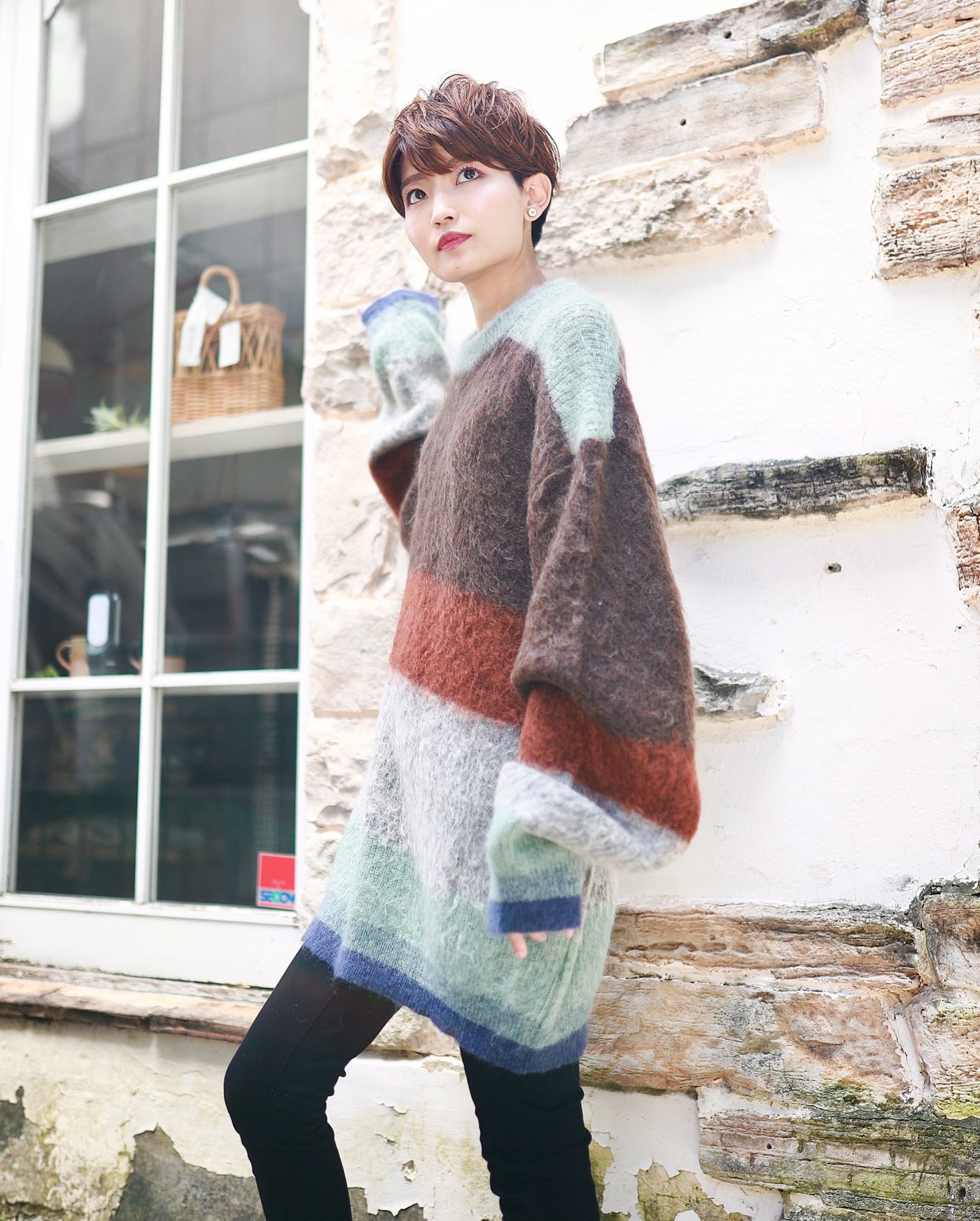 23aw MOHAIR BORDER CREWNECK SWEATER セール最安価格 | softlove.com.br