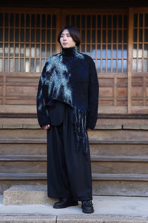 yohji Yamamoto 朝倉ペイント手編みタートルB"BLACK"style.10.1.
