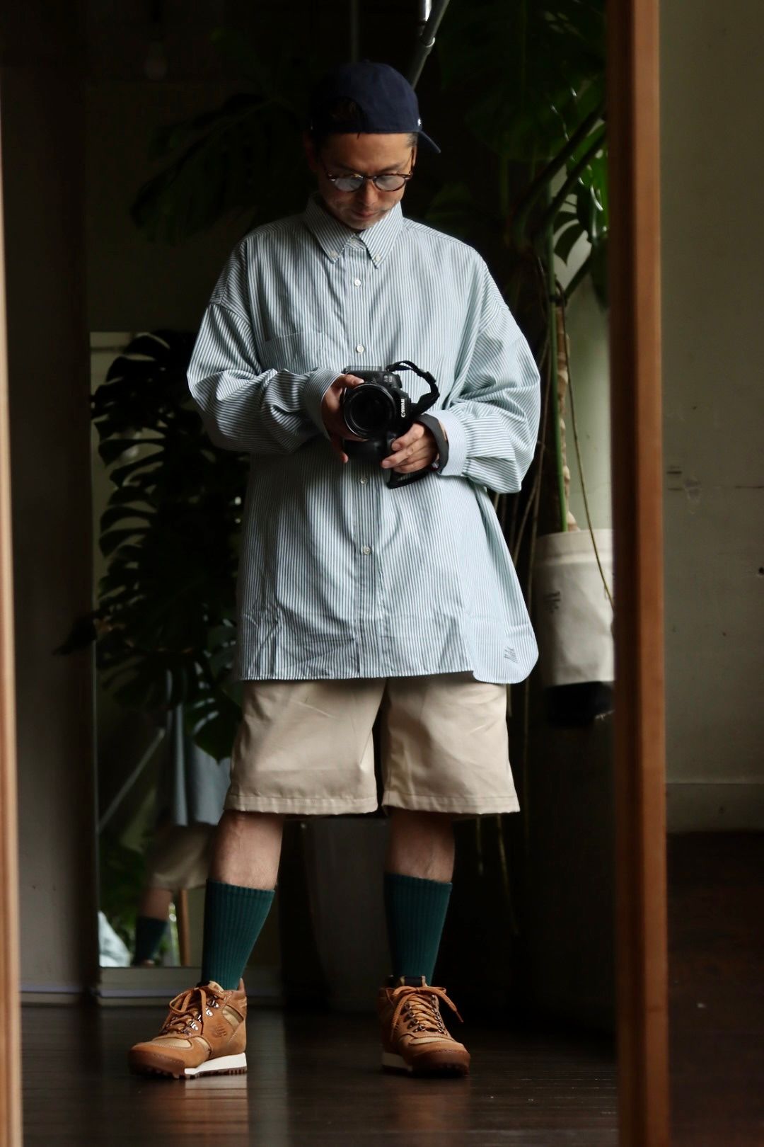 FreshService DRY OXFORD CORPORATE L/S B.D. SHIRT"GREEN STRIPE"スタイル