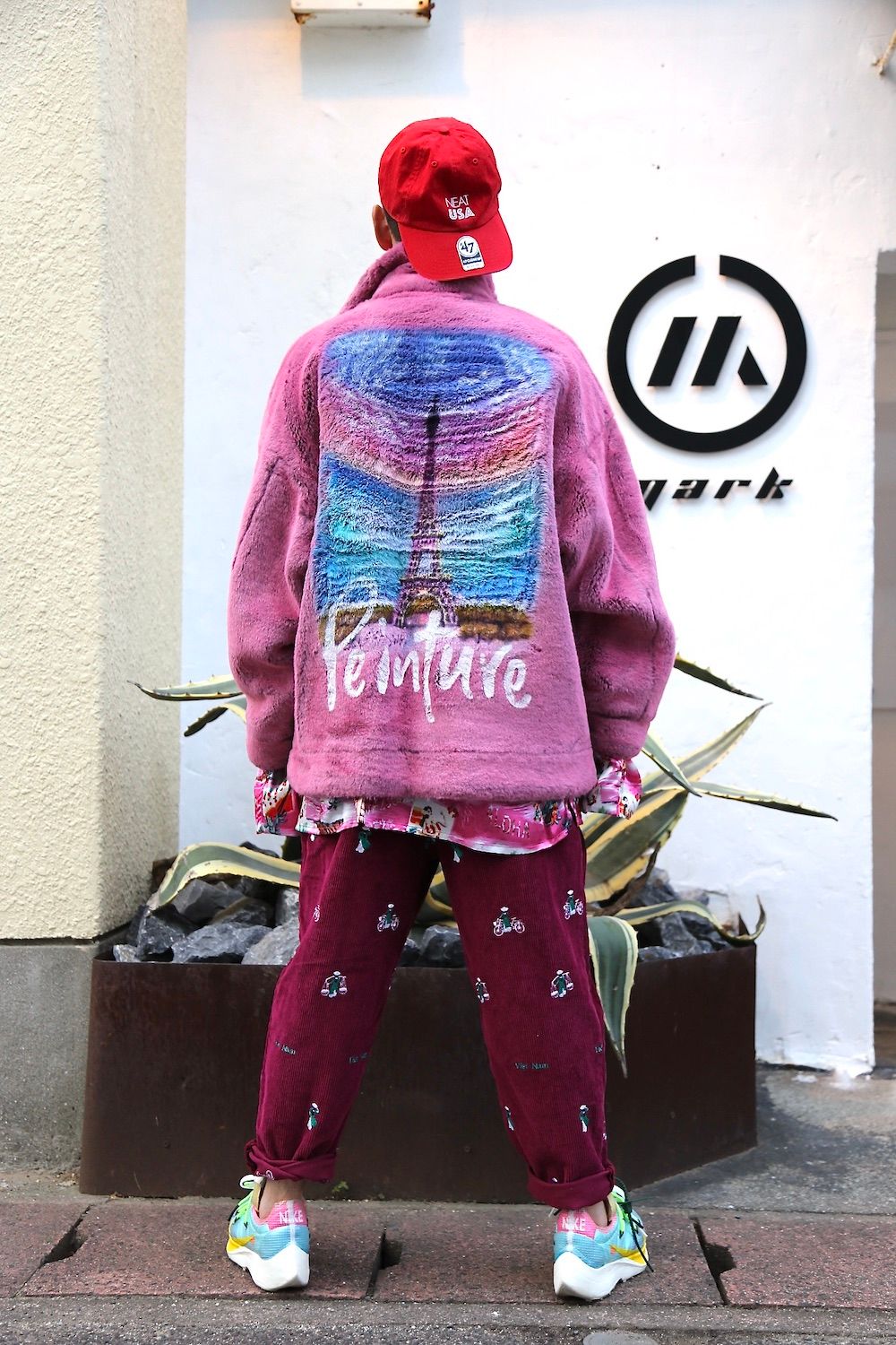 カラーグリーンdoublet  HAND PAINTED FUR JACKET