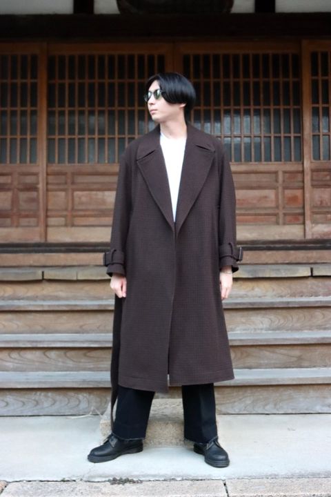YOKE DOUBLE BREAST OVERCOAT"BROWN style"