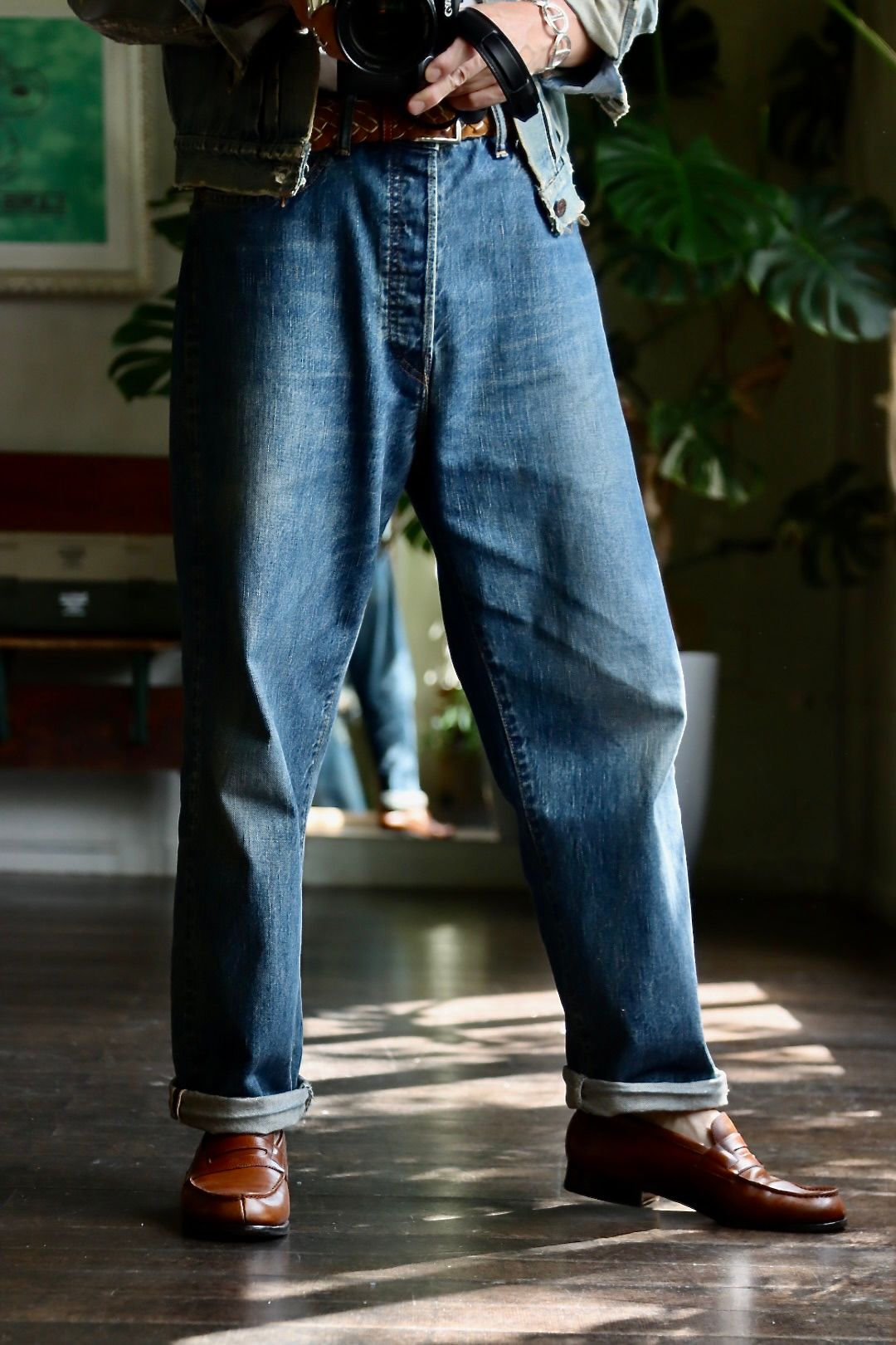 A.PRESSE Washed Denim Wide Pants-