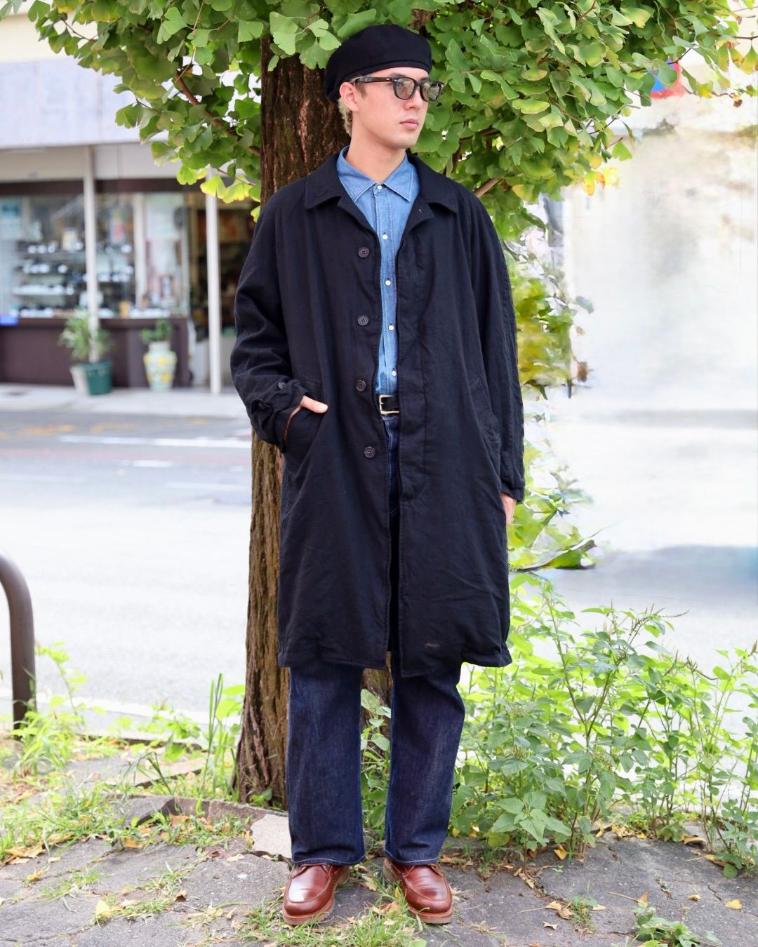 COMME des GRACONS HOMME ウールサージ製品縮絨コート MARKスタイル