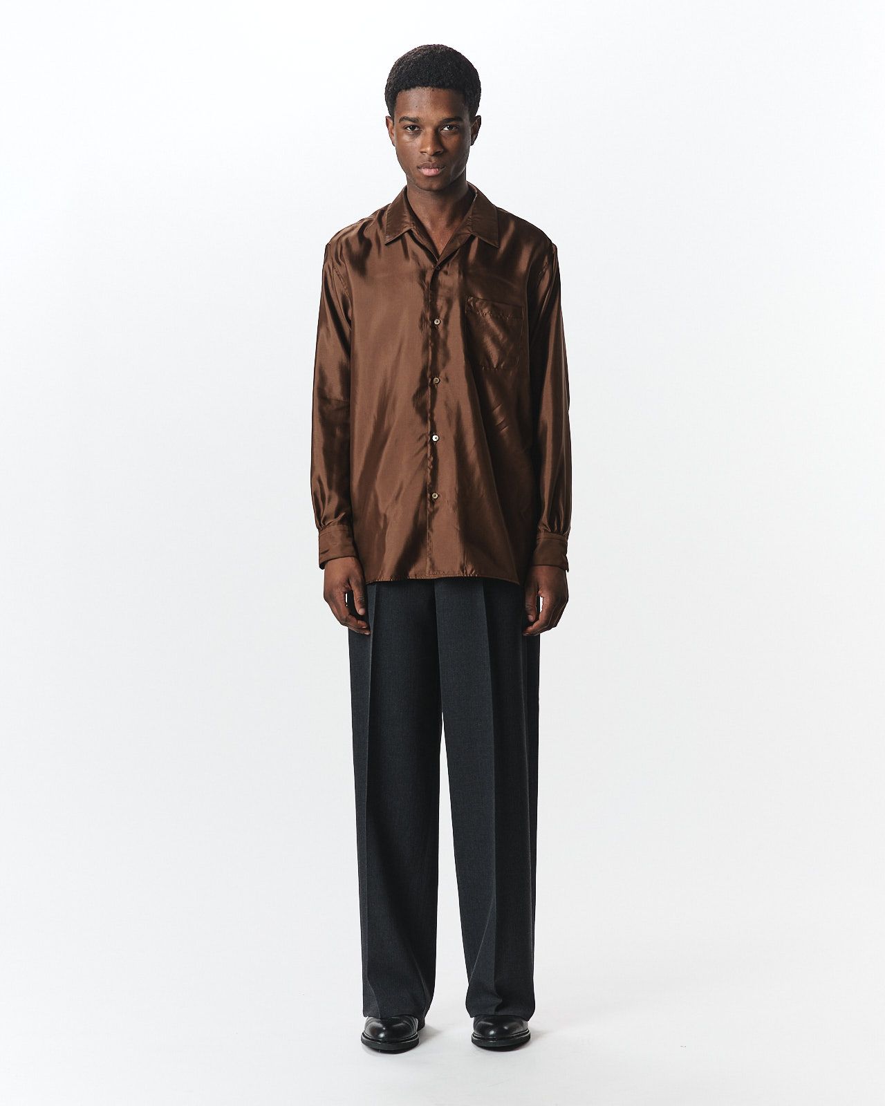 マーカウェア 26AW ITALIAN OPEN COLLAR SHIRT(A26C10SH02C)BRONZE☆新作発売！