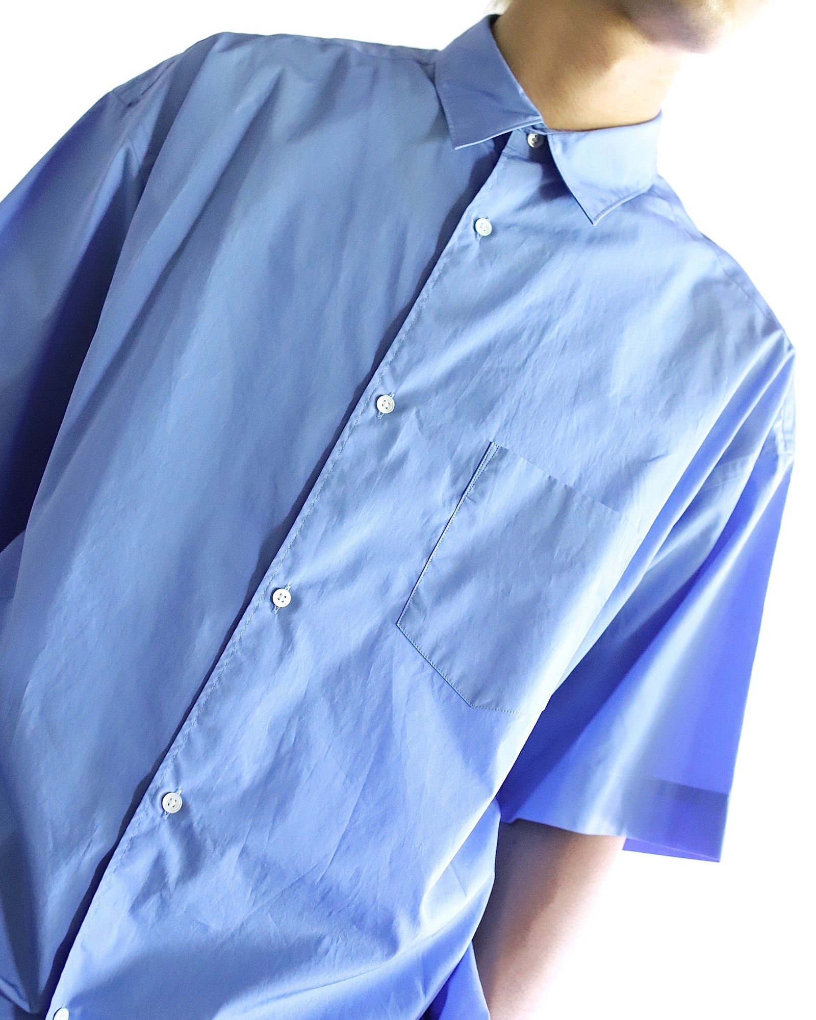 グラフペーパー 24SS Broad S/S Oversized Regular Collar Shirt(BLUE) style 2024.5.17