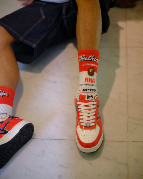 セントマイケル 26AW BAPE_SOCKS/FAINAL(SM-MK1-0000-C40)WHITE+RED☆8月22日(土)発売！