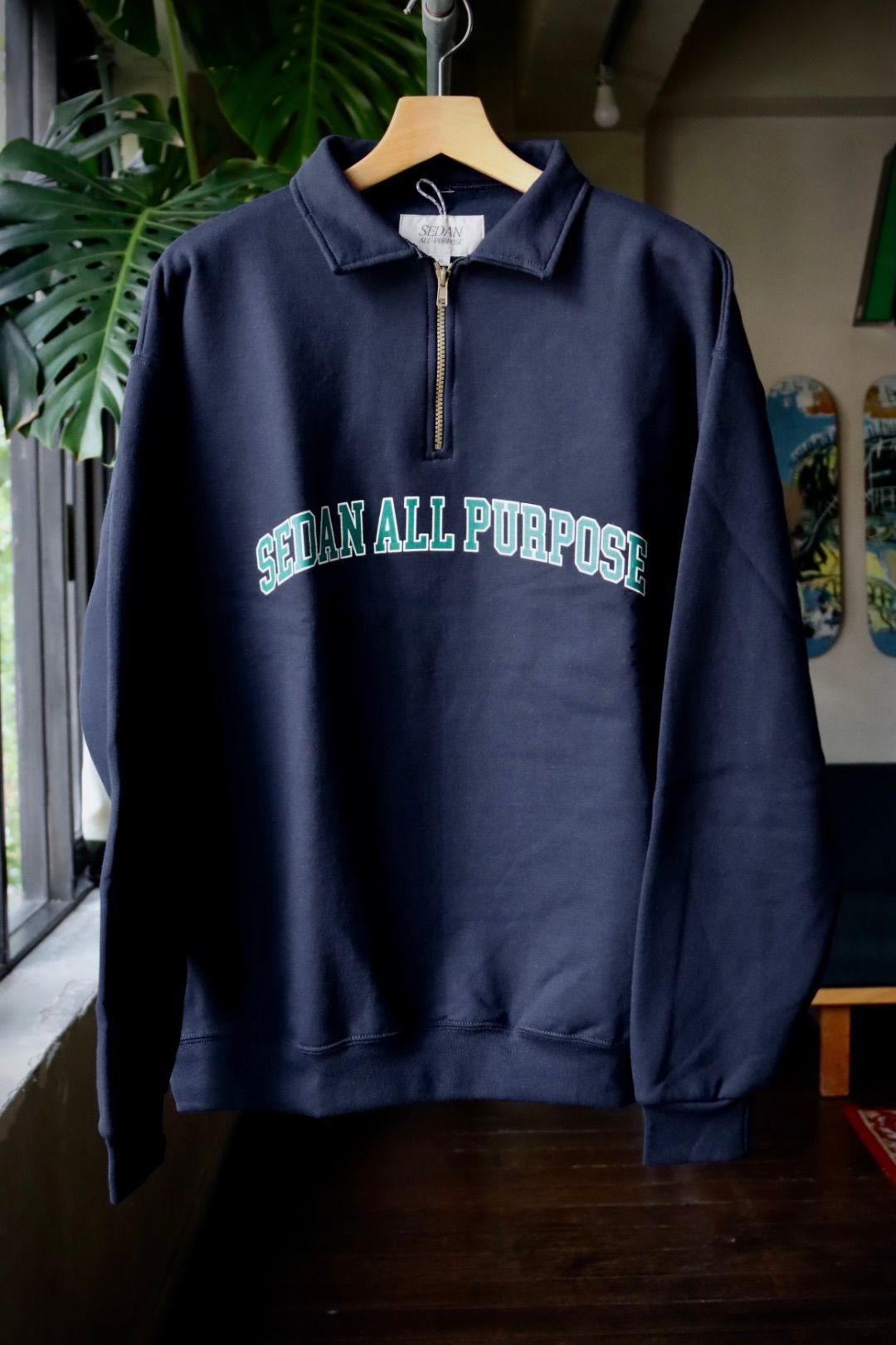セダンオールパーパスFW23 Arch Logo Quarter Zip Sweatshirt (SD23F-CT03)Navy