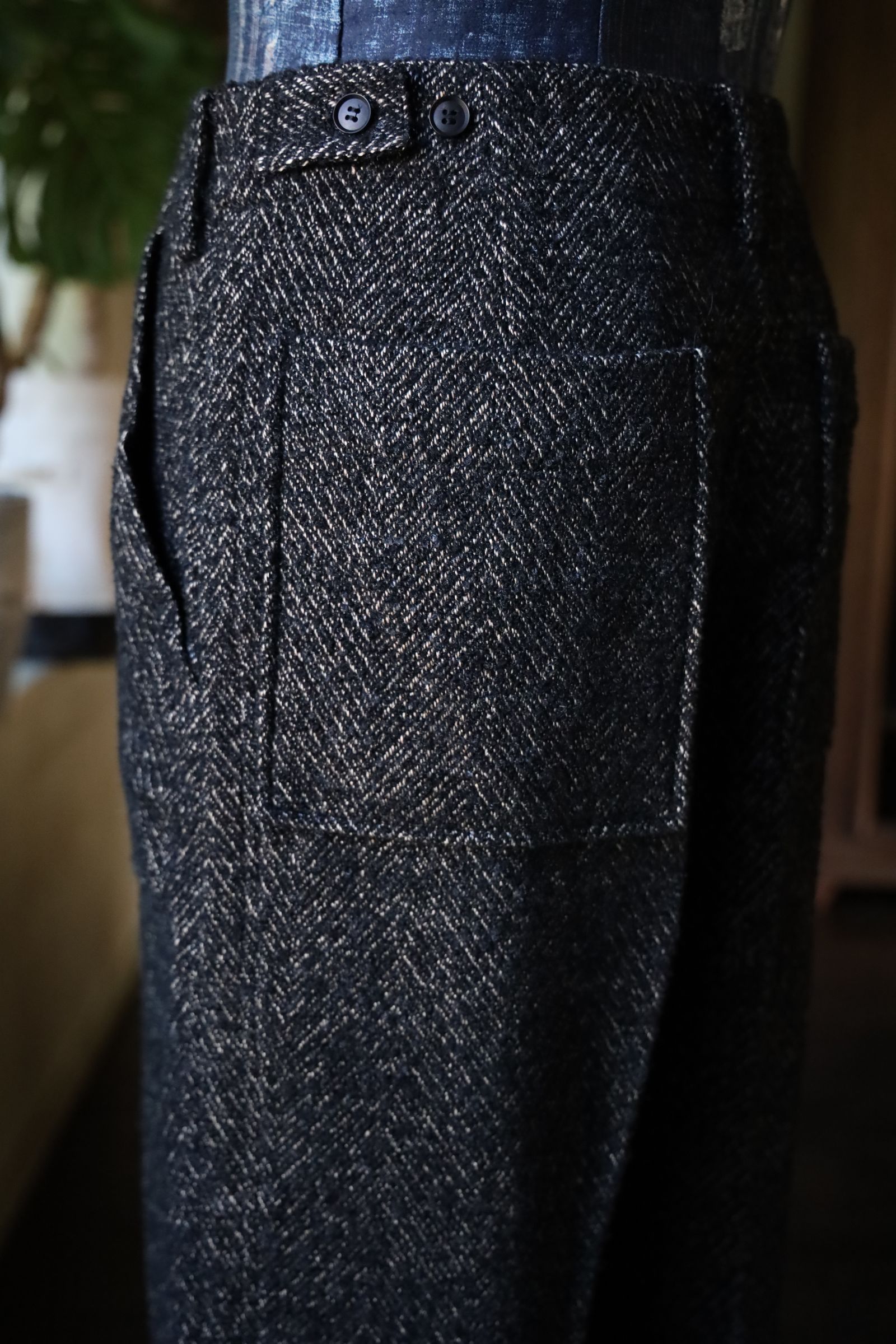 24FW YOKE ブラック ワイドパンツ YOKE - ヨーク24FW TWEED WIDE-LEG BAKER PANTS (YK24FW0728P