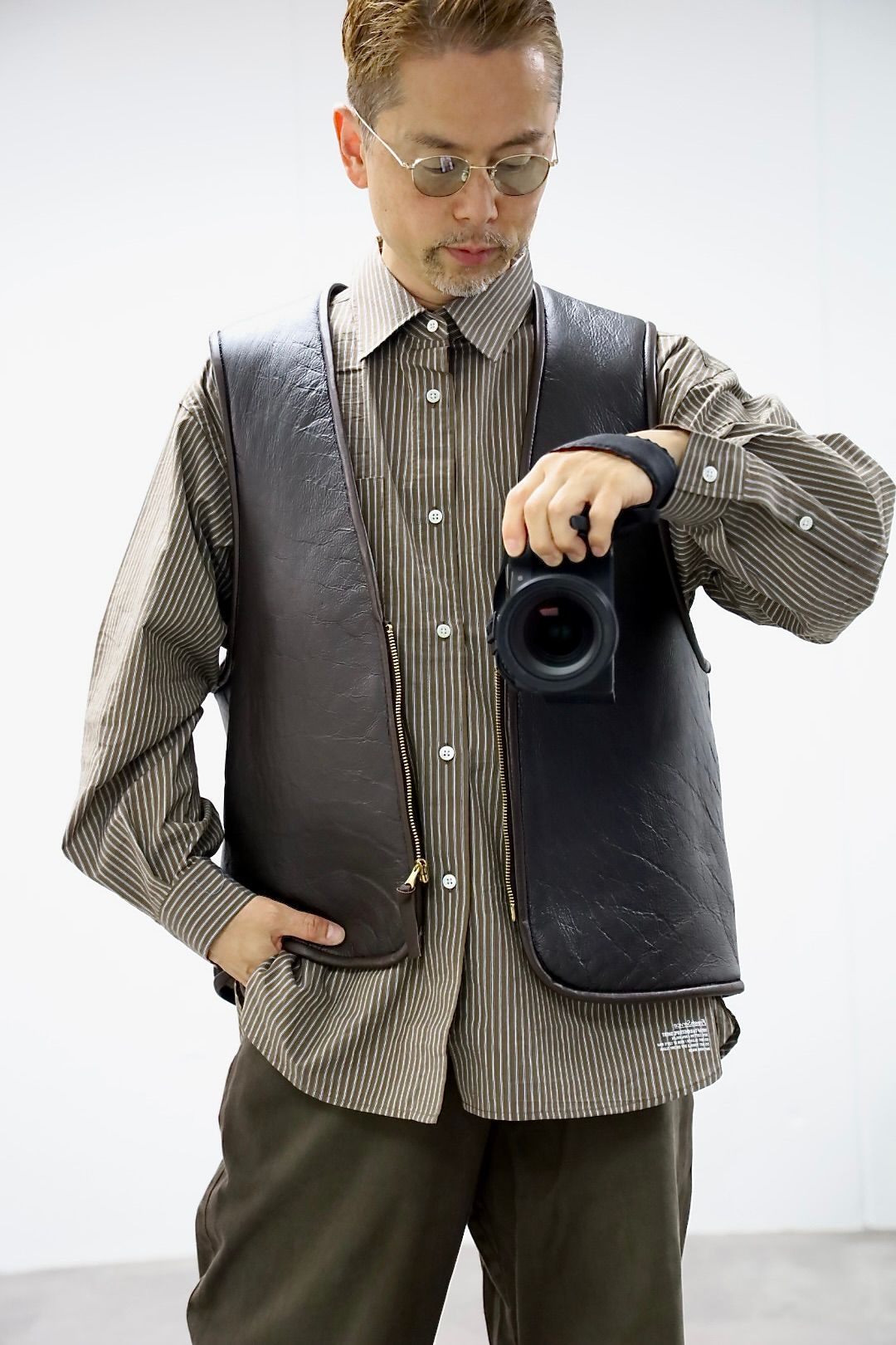 FreshService 26SS CHRAFTeX® L/S STRIPE SHIRT"BROWN STRIPE"スタイル