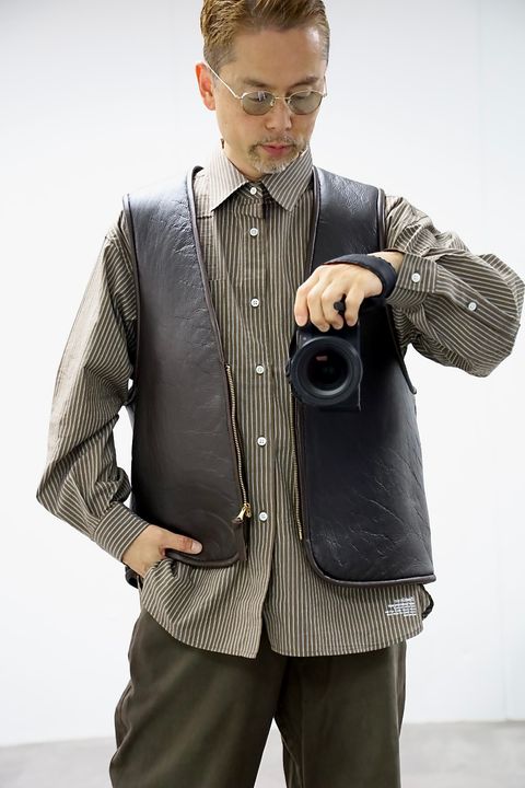 FreshService 26SS CHRAFTeX® L/S STRIPE SHIRT"BROWN STRIPE"スタイル