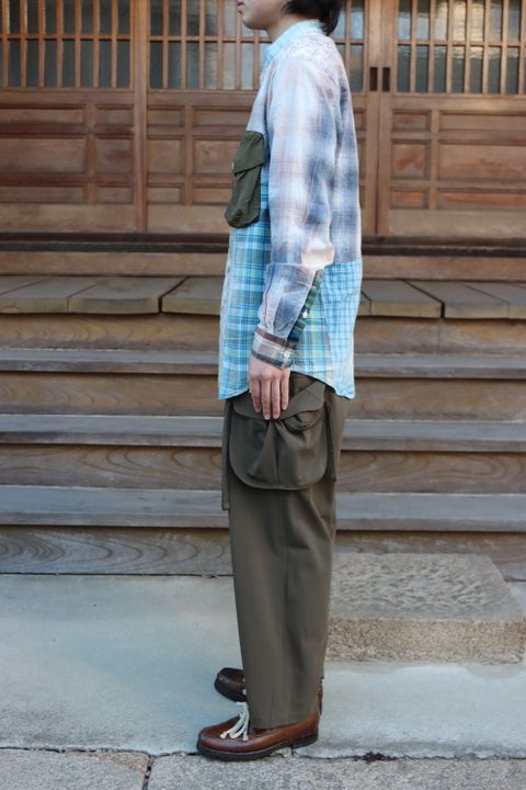 KHOKI Washi knit cardigan(22SS-K-03),Madras check shirt(22SS-B-03) style. 2022.02.21.