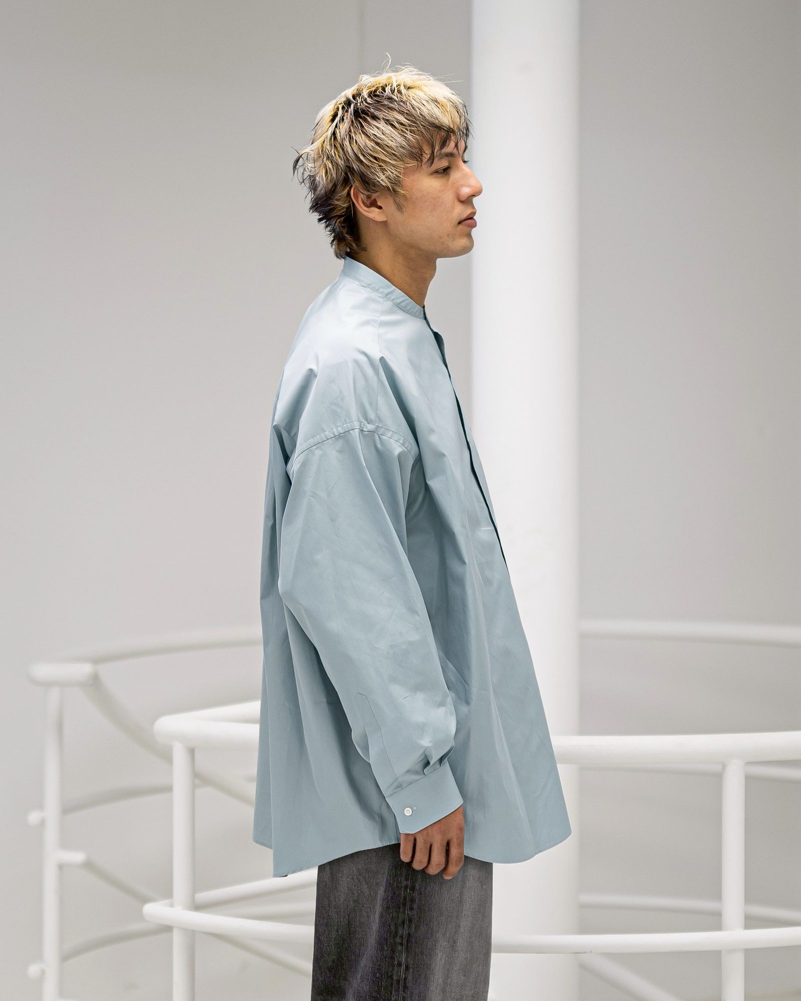 グラフペーパー 26SS ALUMO for GP L/S Oversized Band Collar Shirt(GM261-50223) SMOKE BLUE☆1月31日(土)発売！