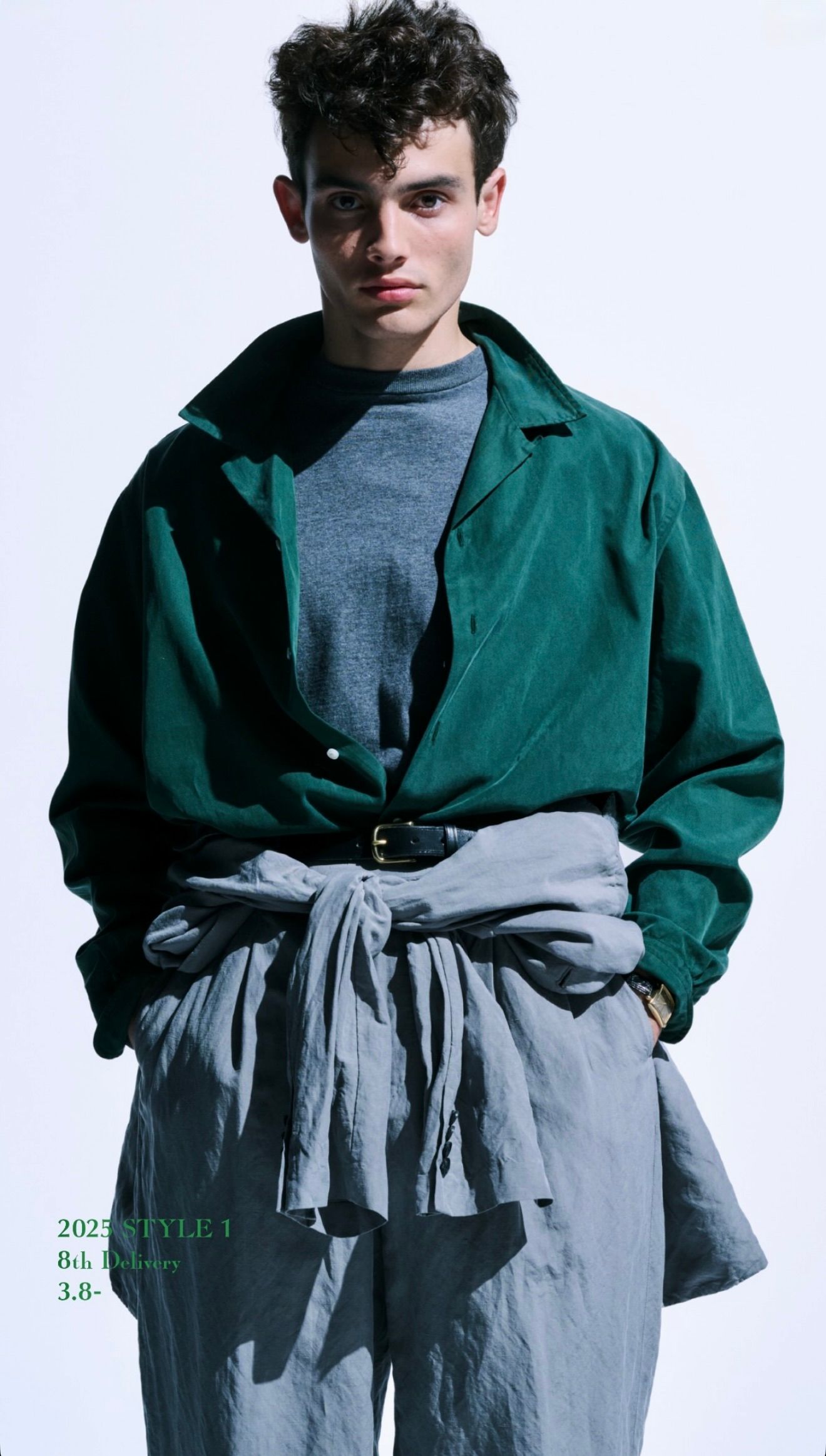 アプレッセ 25SS US Silk Cotton Open Collar L/S Shirt(25SAP-02-03H)GREEN☆3月8日(土)発売！