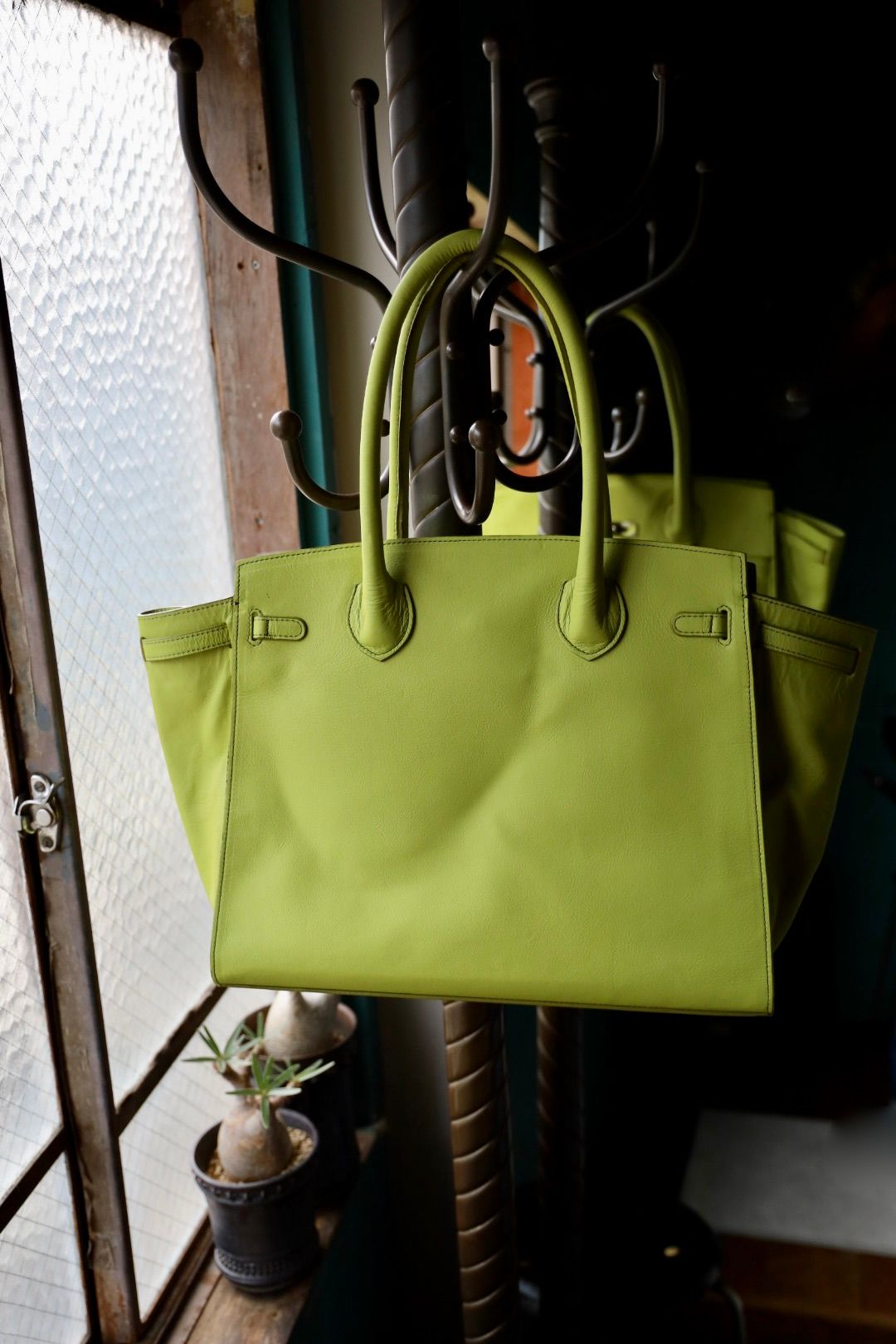 doublet 25AW BREW-DYED LEATHER "ITA" BAG(25AW82BG67)GREEN TEE