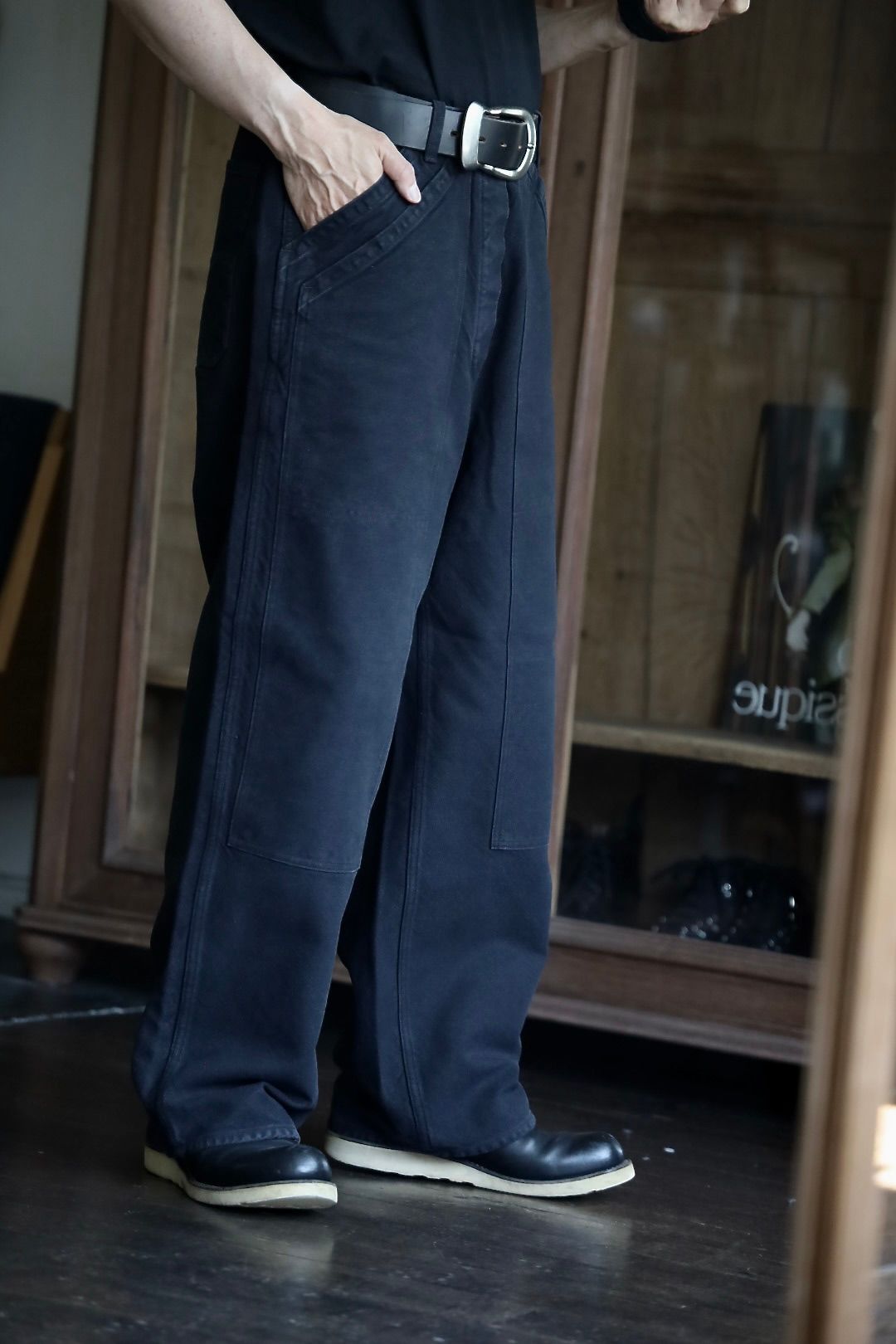 アプレッセ 2025 STYLE2 Vintage Silk Hemp Double Knee Pants(25AAP-04-07)BLACK