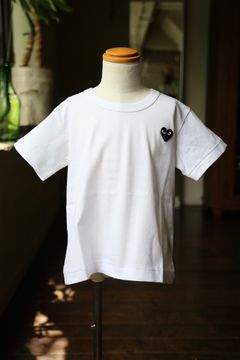 ワンポイントハートTシャツ キッズ (AX-T563-100) WHITE/BLACKハート*KIDSサイズ