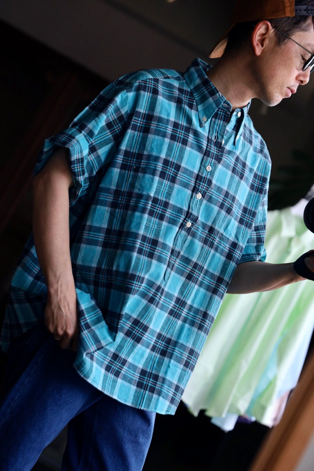 ファウンダ 25SS PULLOVER SHIRT(015FD251010)TURQUOISE/BLACK