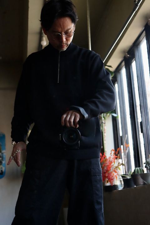 ATON エイトン 23SS WOOL WASHI HALF ZIP SWEATERスタイル