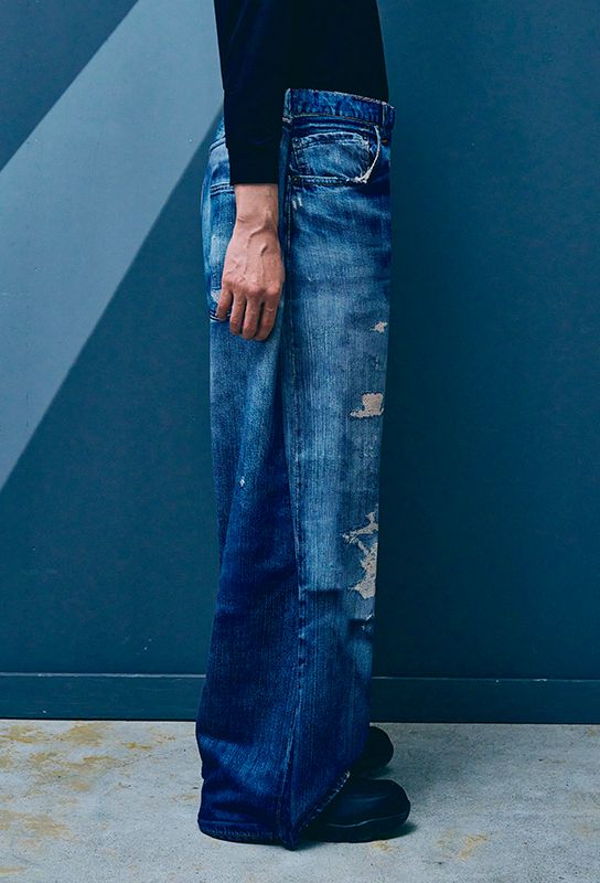 トーキングアバウト ジ アブストラクション 25AW DENIM PRINT FLEECE LINING WIDE PT(2526AW-PT-002F)BLUE☆新作発売！