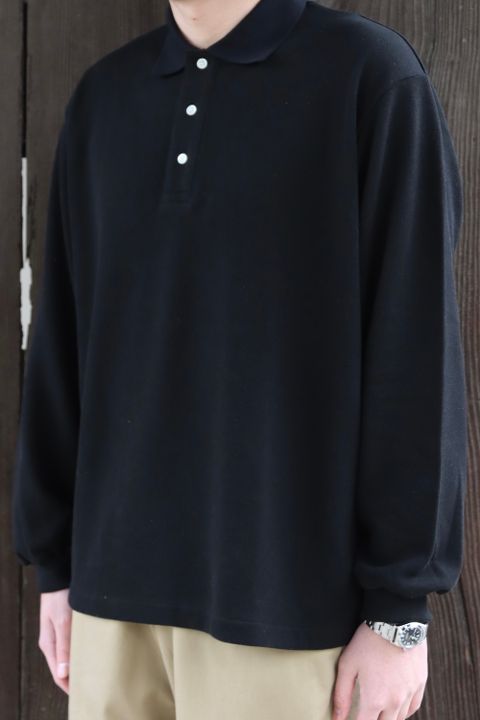 UNIVERSAL PRODUCTS 22SS PIQUET TERRY L/S POLO SHIRT (221-60102) style.2022.2.13.