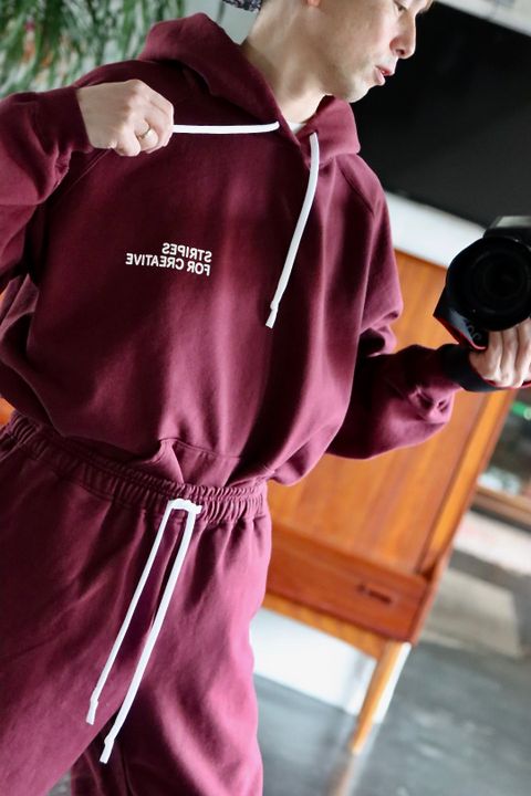 S.F.C RAGLAN HOODIE"BURGUNDY"style.