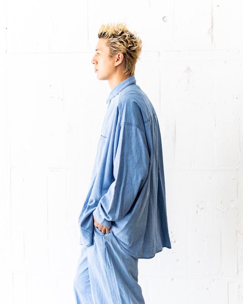Graphpaper SIDOGRAS Indigo Poplin L/S Oversized Regular Collar Shirt(LIGHT FADE)☆8月2日(土)新作発売！