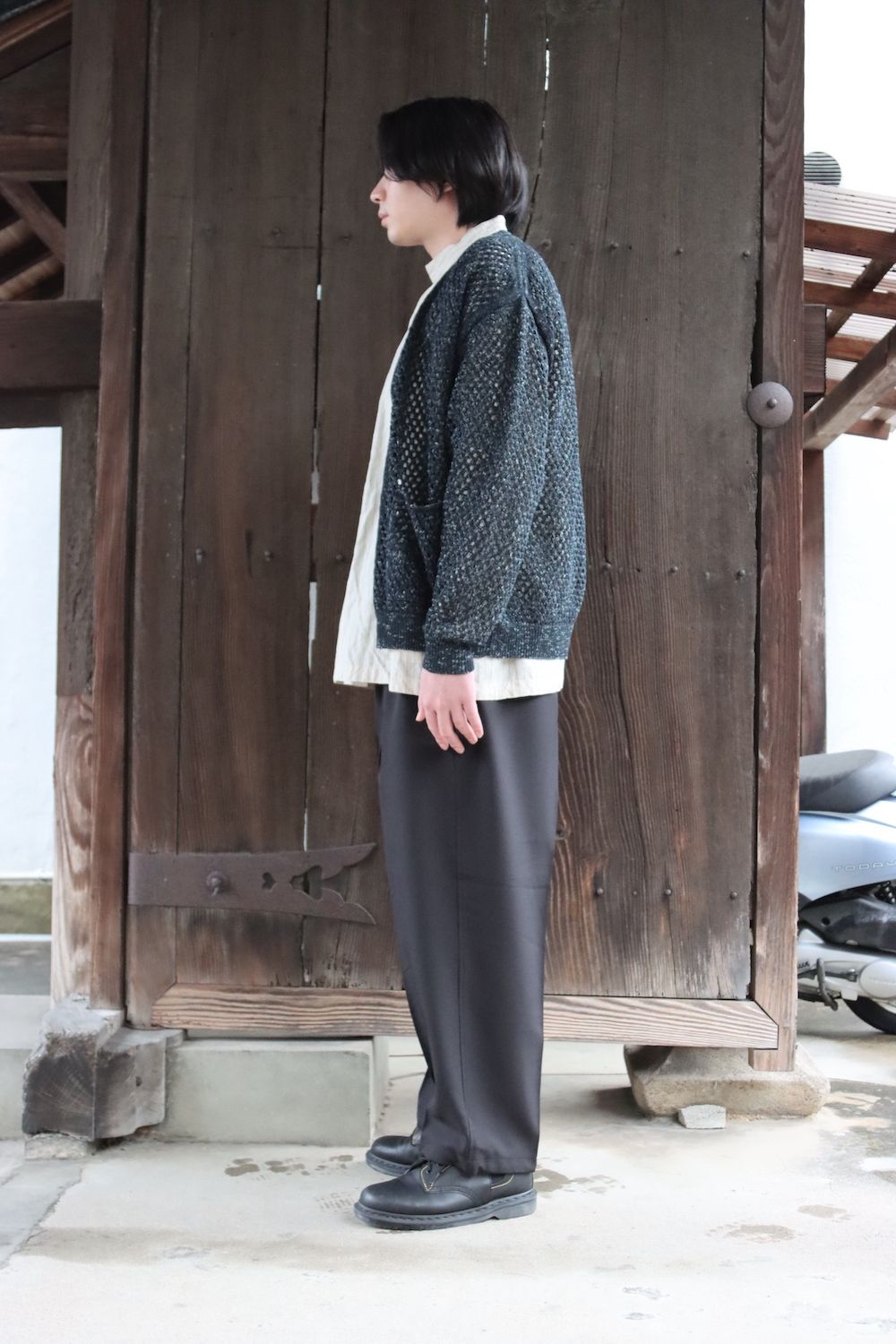 YOKE MESHED KNIT CARDIGAN(YK22SS0345S) style.2022.2.20