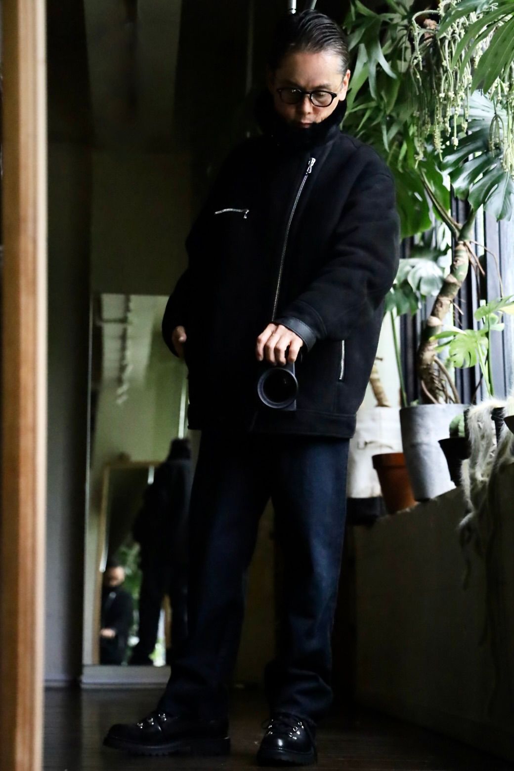グラフペーパー24AW Sheep Mouton Aviator Jacket(GU243-20080)BLACK