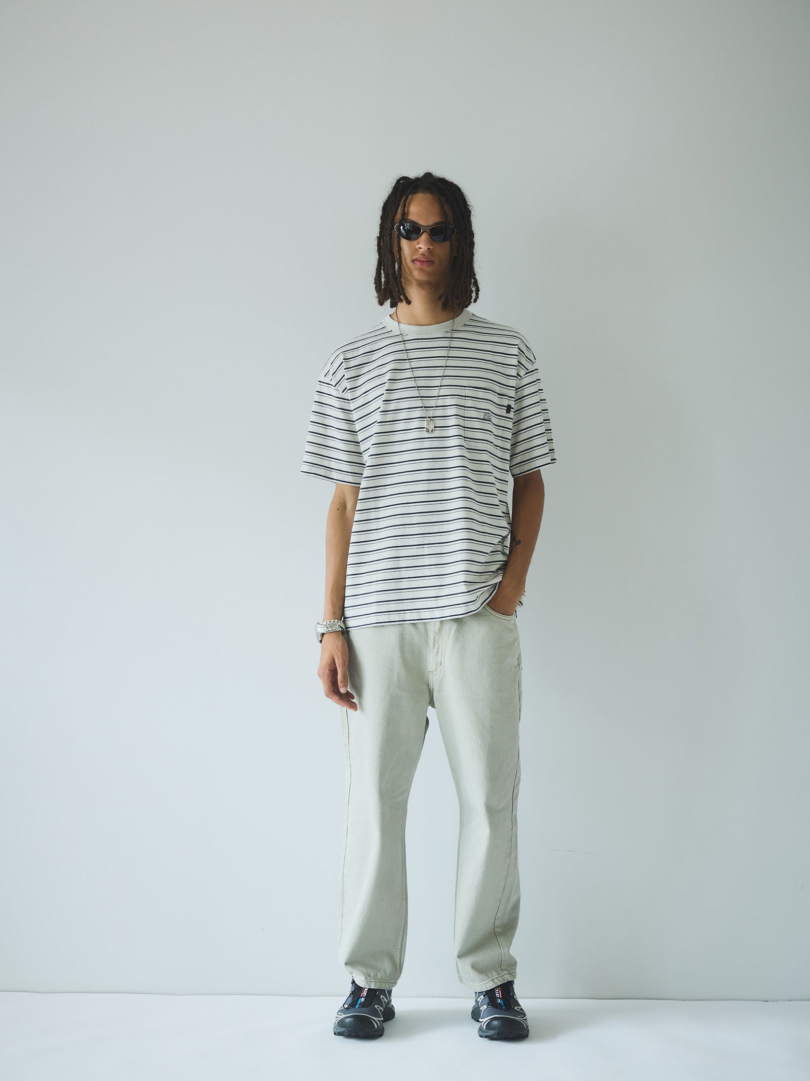 セダンオールパーパス SS24  Striped S/S Pocket Tee(SD24S-CT05)Stone Navy☆4月20日(土)発売！