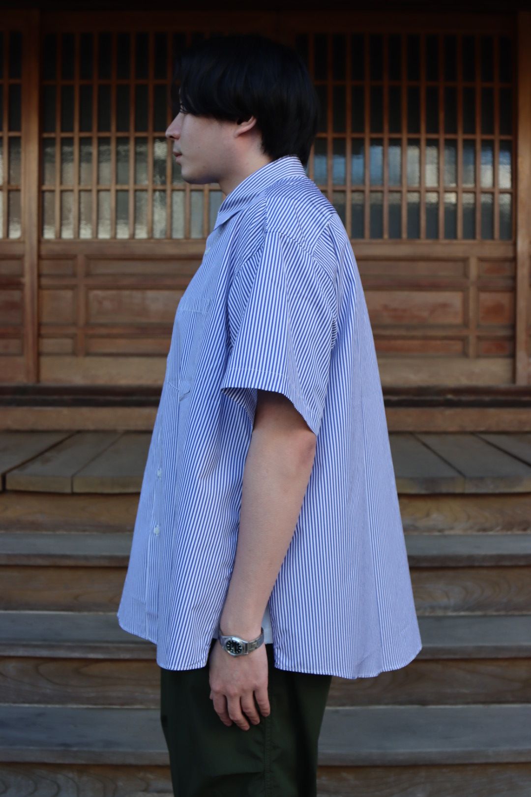 is-ness×THOMAS MASON VENTILATION SHORT SLEEVE SHIRT"BLOCKS STRIPE"イズネス22SS