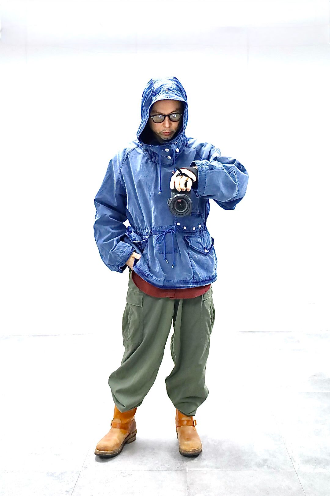 A.PRESSE 2026 STYLE1 Vintage Royal Navy Smockスタイル