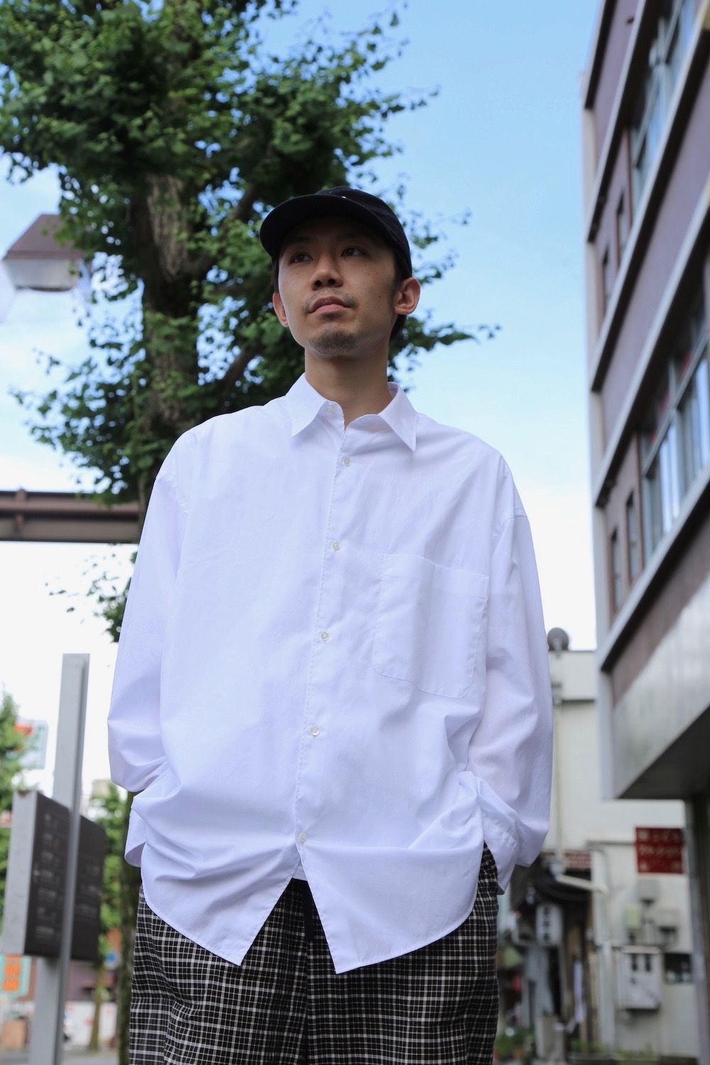 Graphpaper Broad L/S Oversized Regular Collar Shirt(GM203-50110B)"WHITE"Style.2020.7.14.