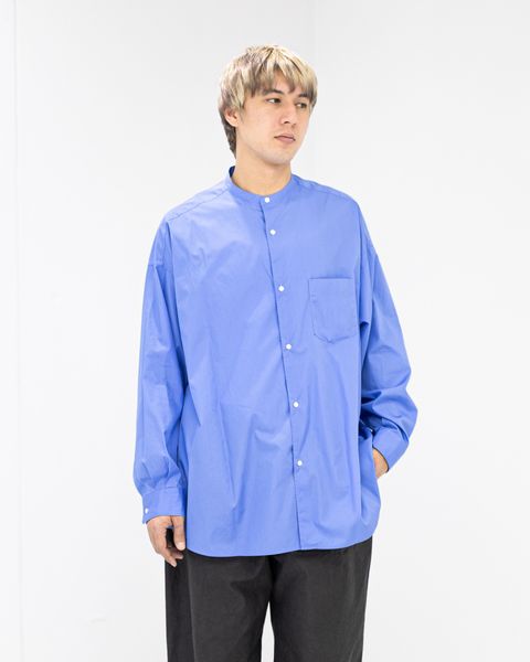 グラフペーパー シャツ Broad L/S Oversized Band Collar Shirt(GM261-50002B)BLUE☆2月14日(土)発売！
