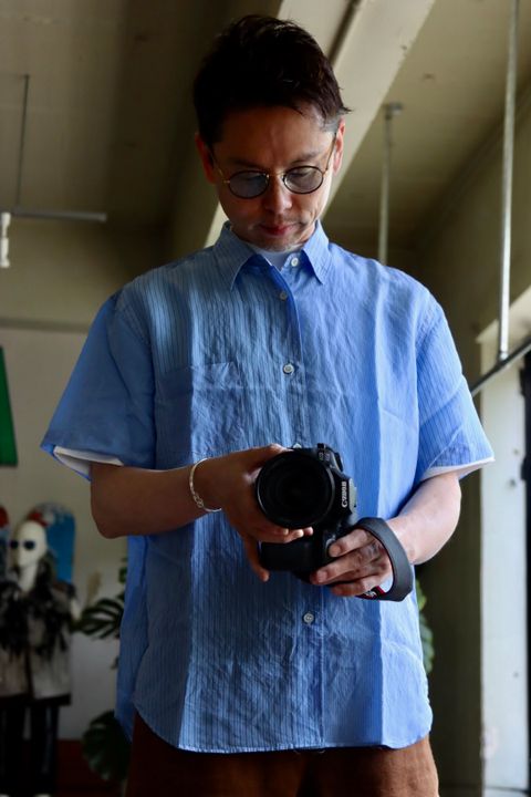 COMME des GARCONS HOMME キュプラストライプMIX S/Sシャツスタイル.2022.4.24.