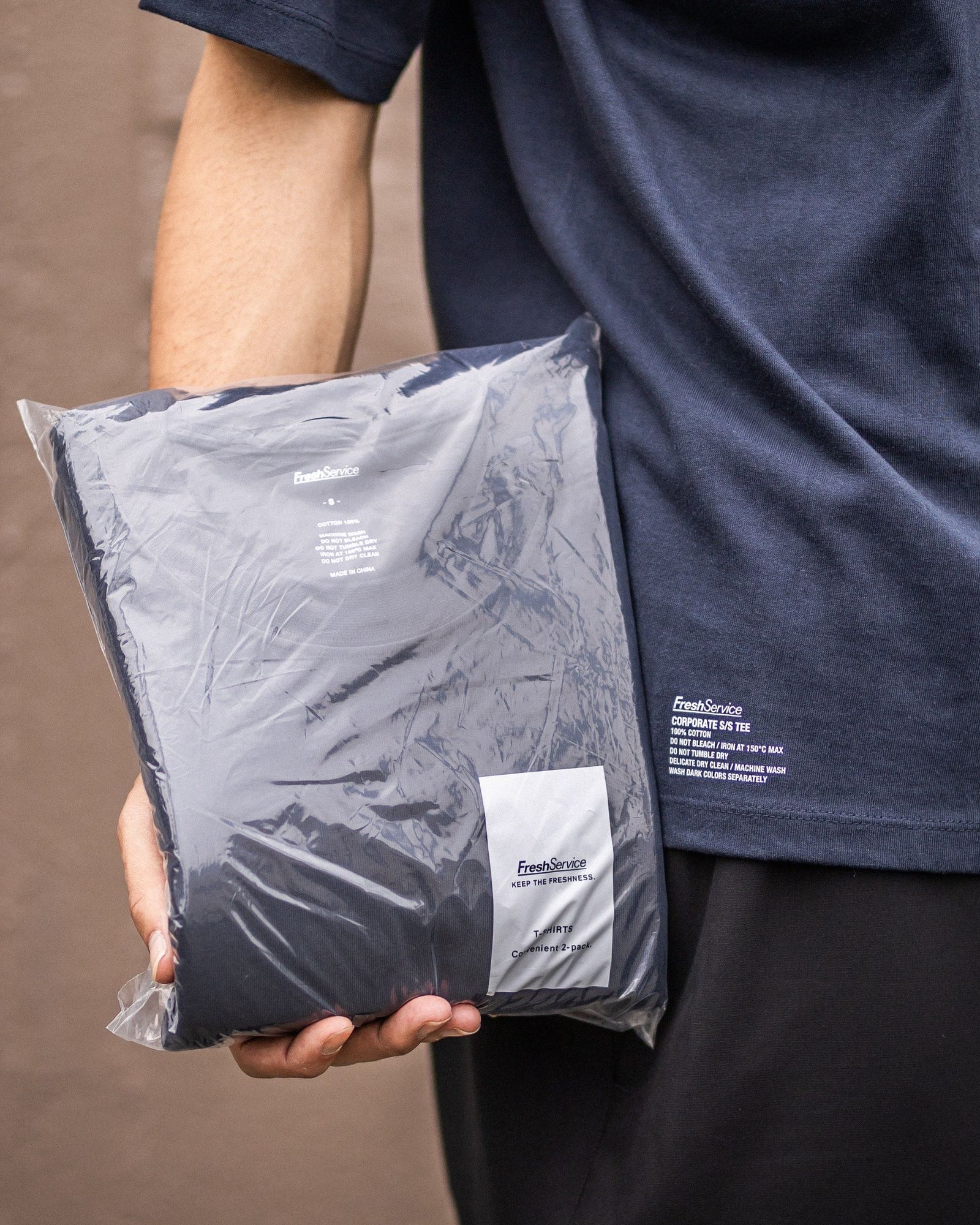 フレッシュサービス パックTシャツ 2-PACK CORPORATE S/S TEE (NAVY)