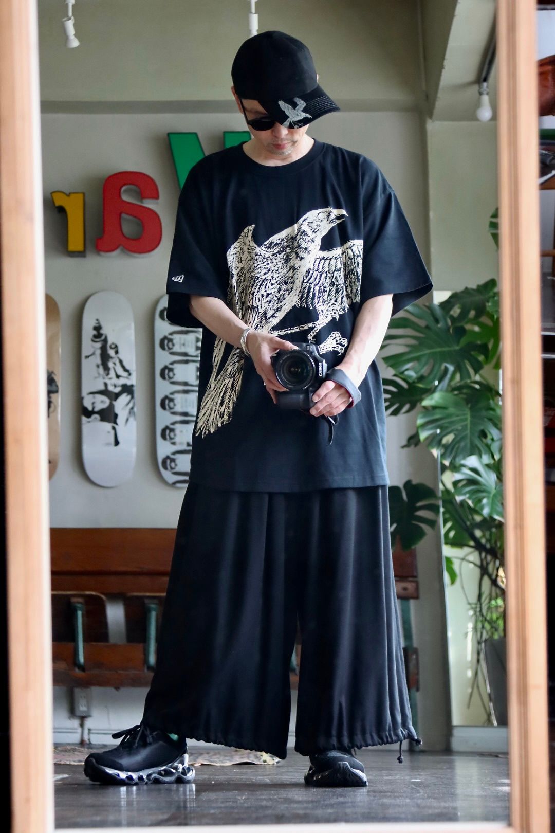 Yamamoto×New Era CROW PRINT OVERSIZED PERFORMANCE S/S TEEスタイル 